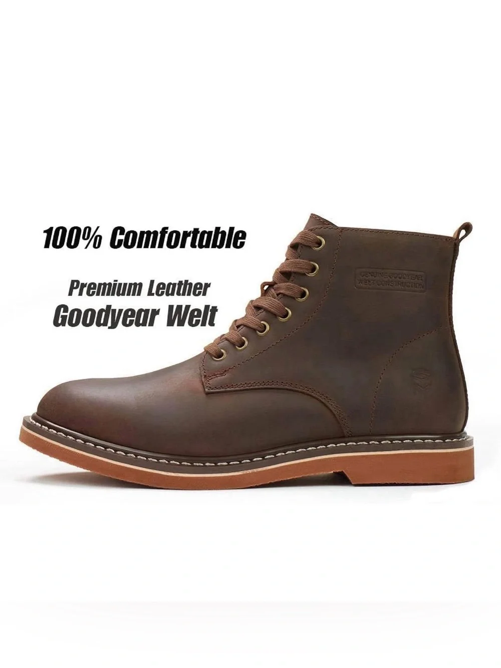 SUREWAY Men’s 6” Leather Chukka Boots Brown Soft Toe Lace Up Work Dress Size 7.5